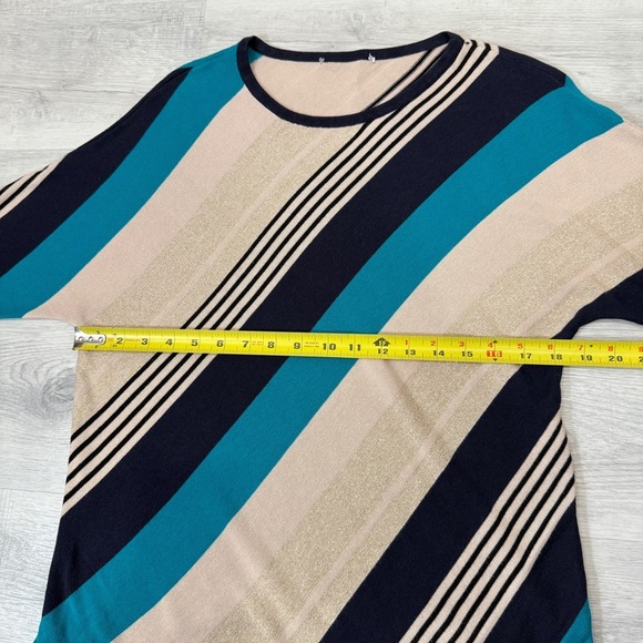 Tanjay Striped Teal and Beige Sweater - Picture 11 of 15